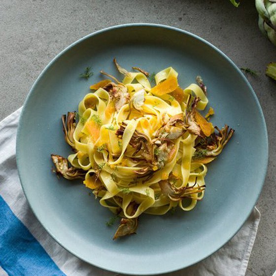 Tagliatelle with bottarga, artichoke & fennel